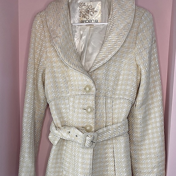 Arden B Jackets & Blazers - Arden B Tweed Wool Blend Peacoat Jacket W/ Belt